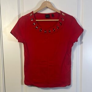 Petite XS red shirt chain collar